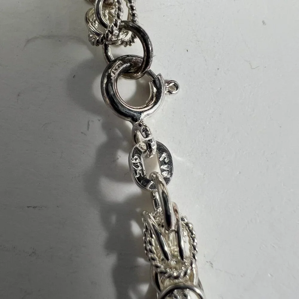 Sterling Silver Intricate Rope-Style Link Bracelet 925 With Lobster Claw Clasp - Picture 3 of 3